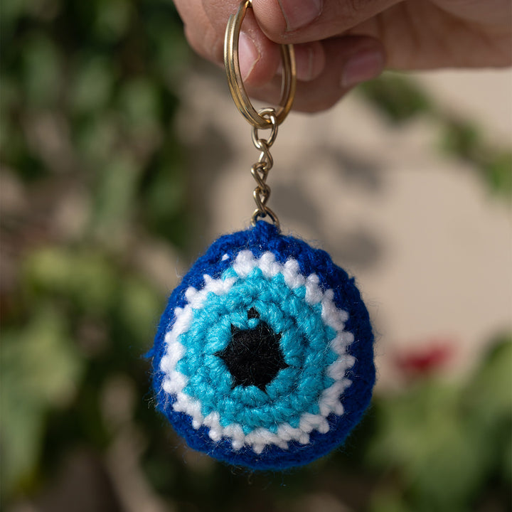 Handmade Crochet Evil Eye Ornament For Christmas Decoration