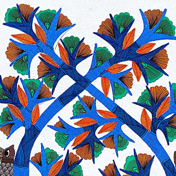 11 x 15 Inch | Harmony of Nature | Original Hand painted Tribal Gond Art Painting | Acrylic Paints On Paper