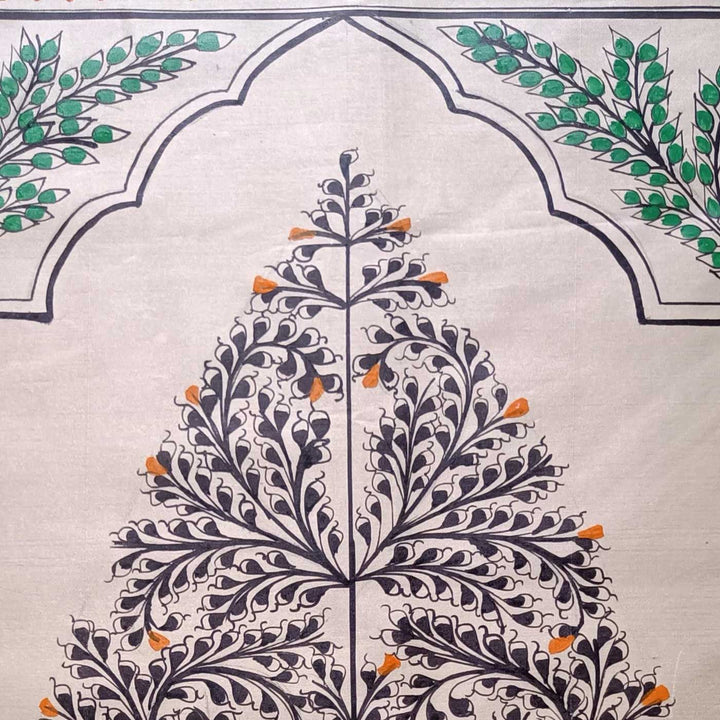11 X 19 Inch | Handmade Tussar Silk Tree Of Life Painting