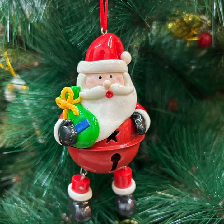 Handmade Santa Metal Ornaments With Bell For Christmas Tree Decoration