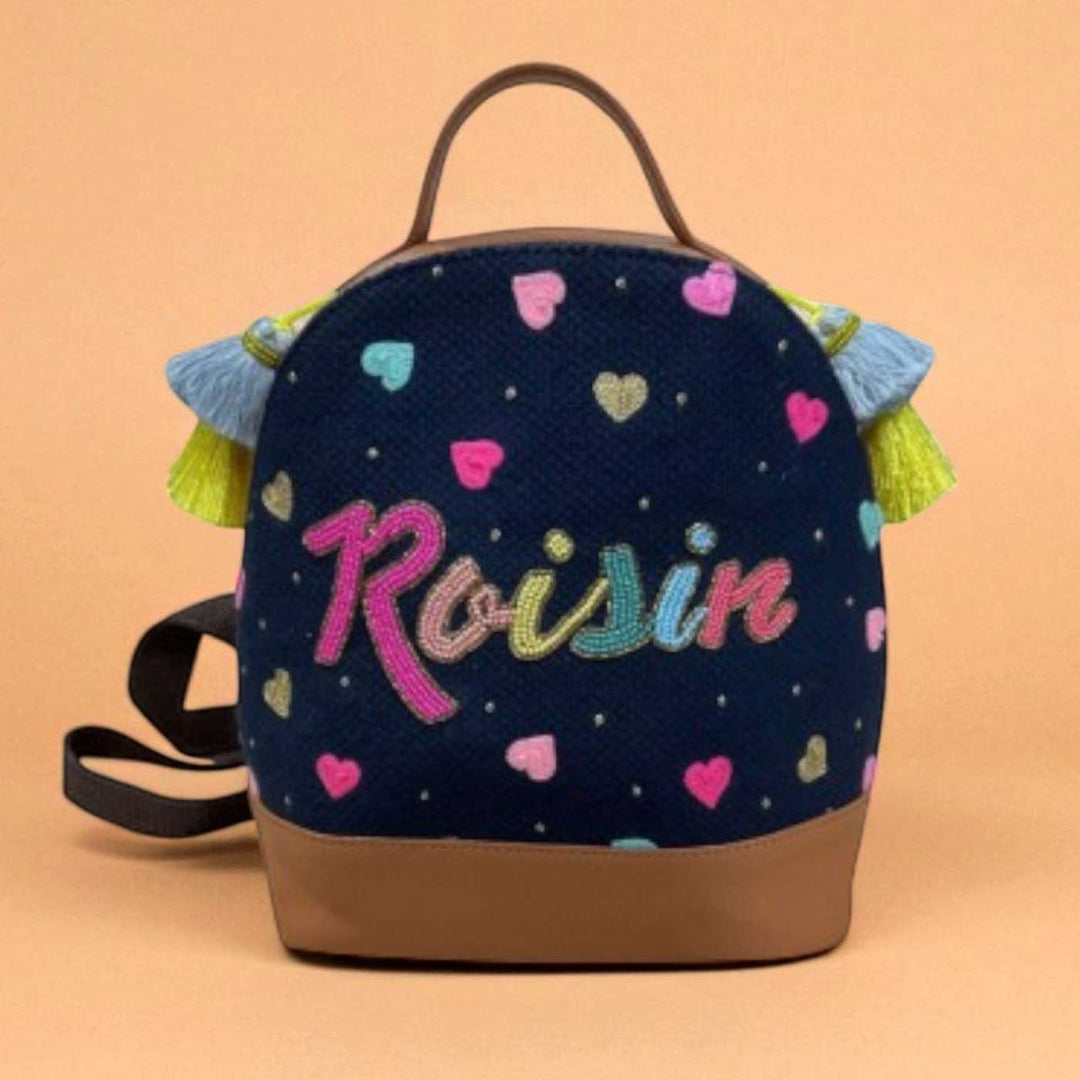 Personalized Handmade Embroidered Colorful Hearts Jacquard Backpack