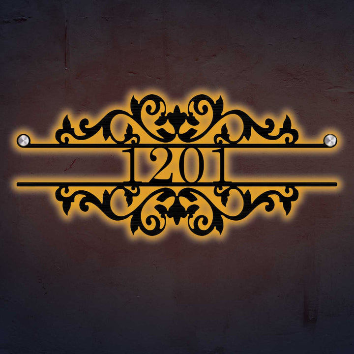 Personalized Laser Cut Ornate Design Steel Name Plate