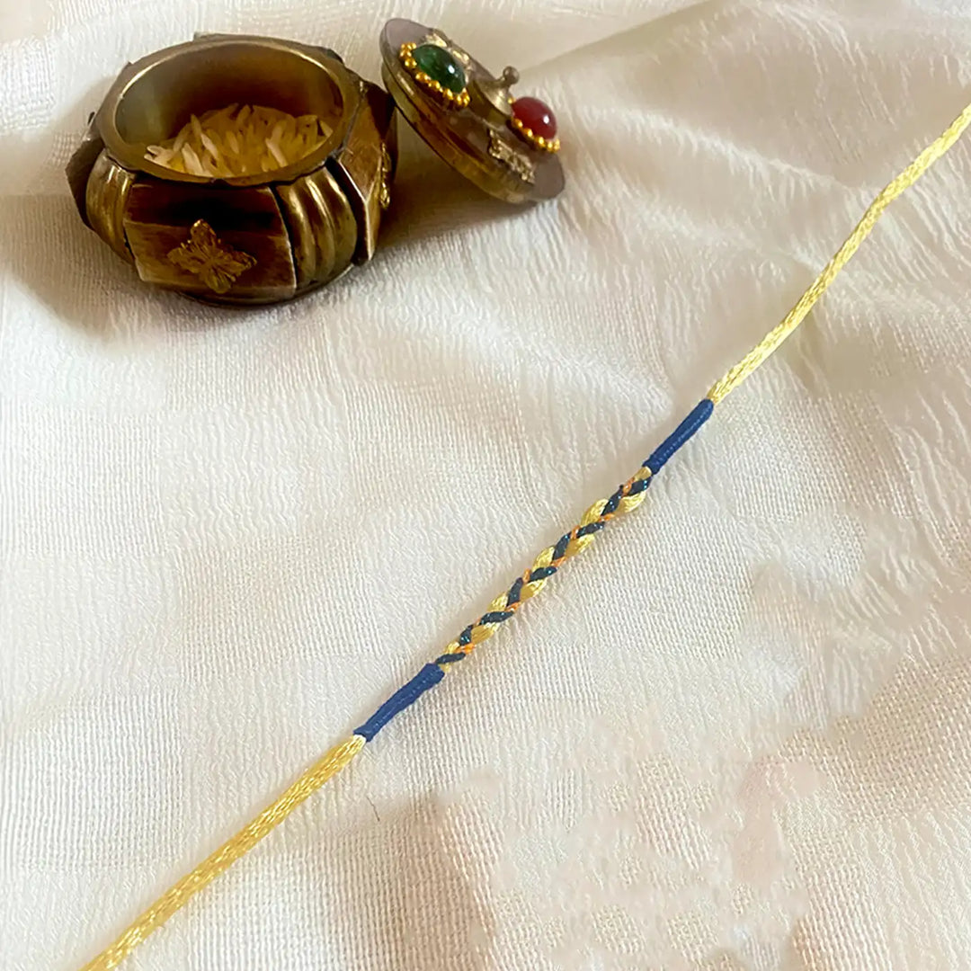 Handmade Ecofriendly Braided Multicolour Rakhi With Roli Chawal