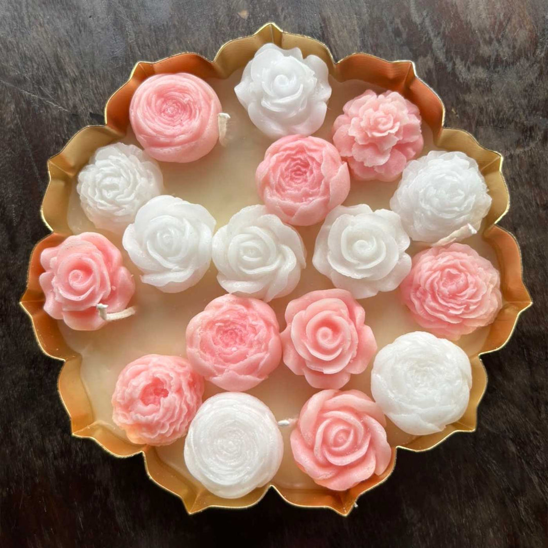 6.5 Inch | Handmade Decorative Floral Soy Wax Scented Urli Diya