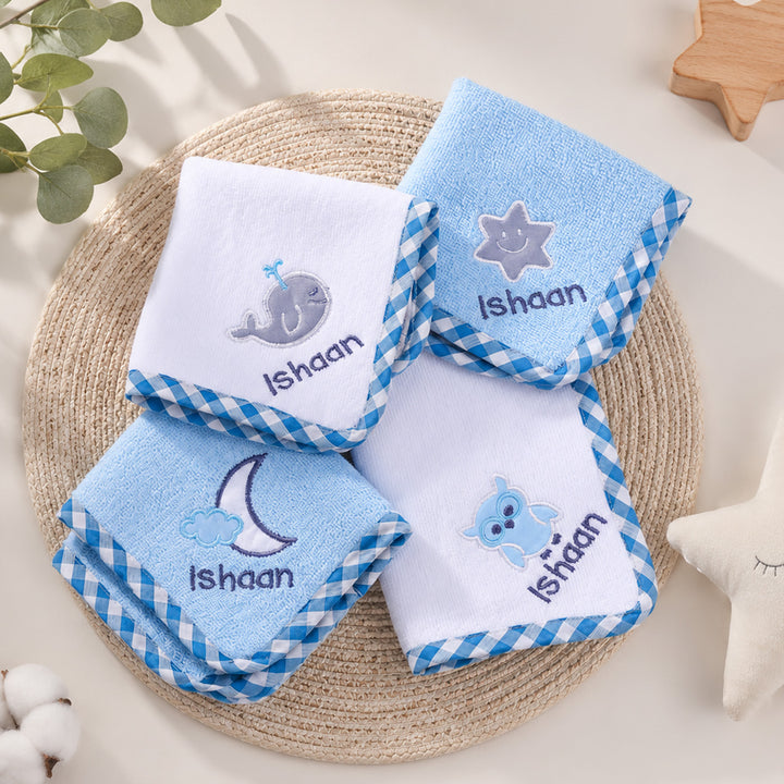 Personalised Lil Star Baby Boy Cotton Napkin Set | Pack of 4