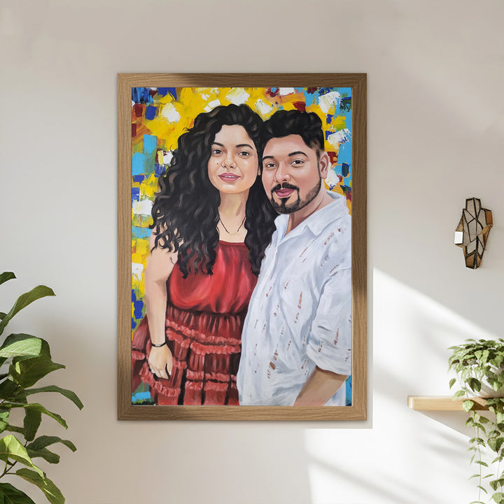 Photo Personalized Hand Painted Portrait With Premium Wooden Frame
