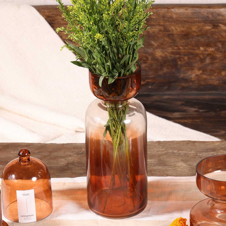 Handmade Haze Brown Grande Tinted Glass Vase | 11.8 inch