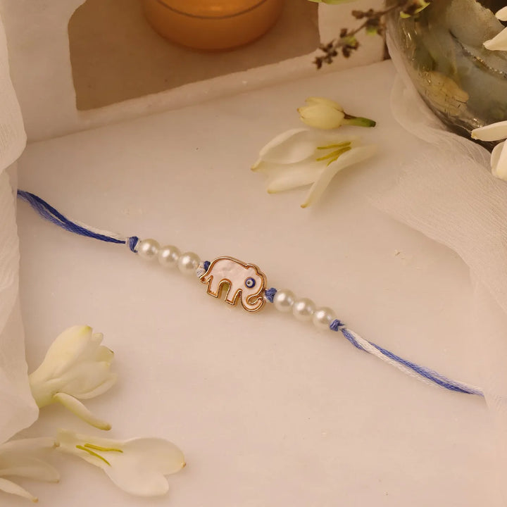 Handmade Beaded Evil Eye Rakhi With Roli Chawal