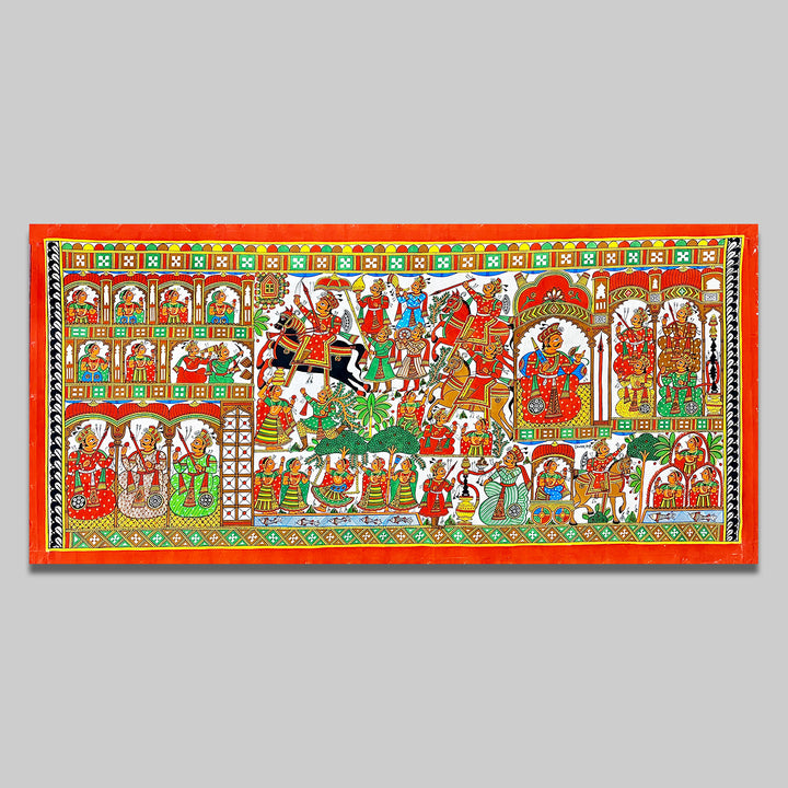 28 X 58 Inch | Story of Pabuji Paper Phad Painting