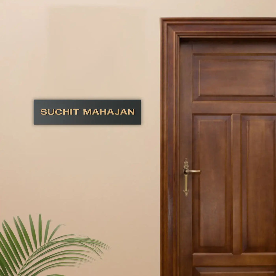 Personalized Minimal Design Black Metal Name Plate