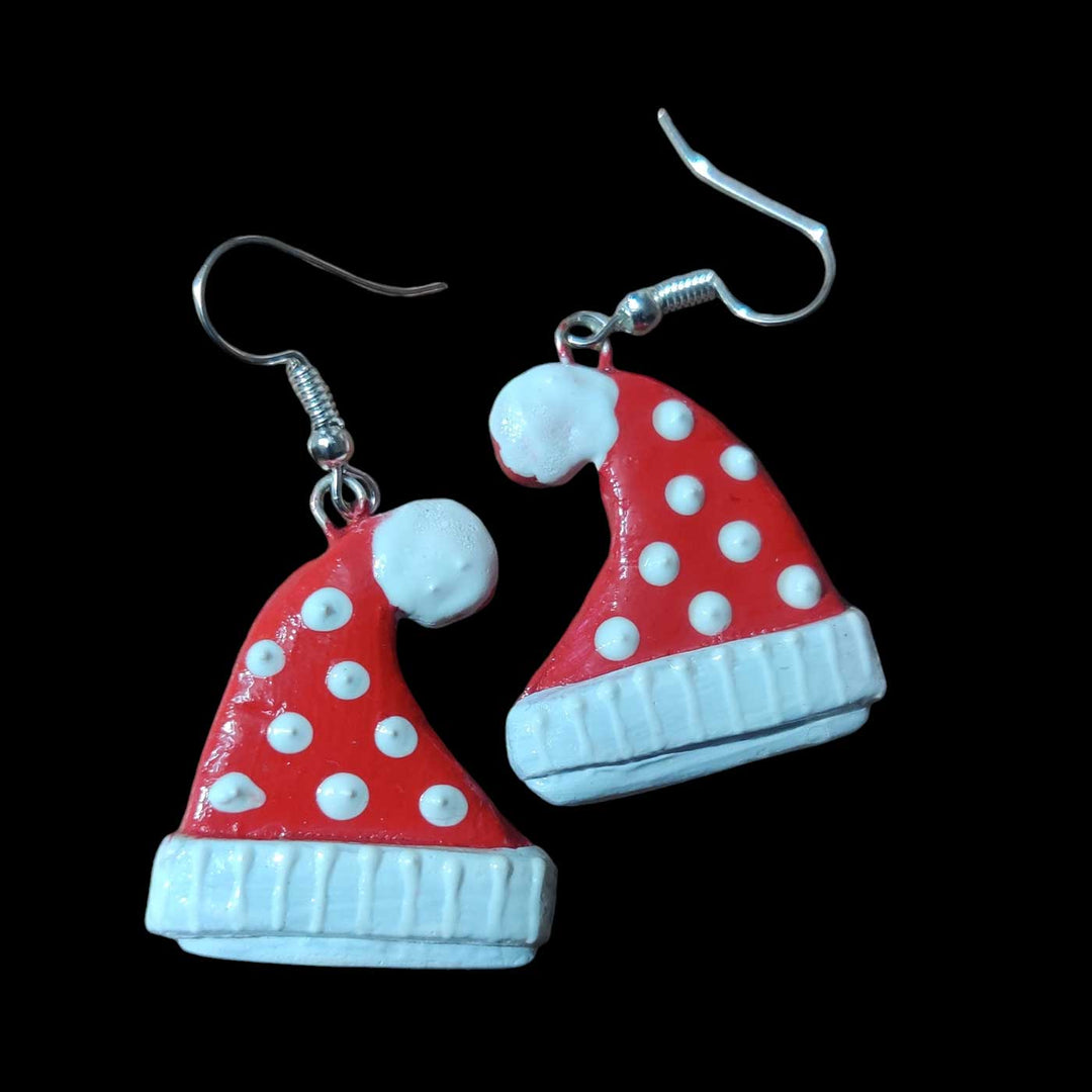 Handmade Santa Cap Clay Earrings | Secret Santa Gift Ideas