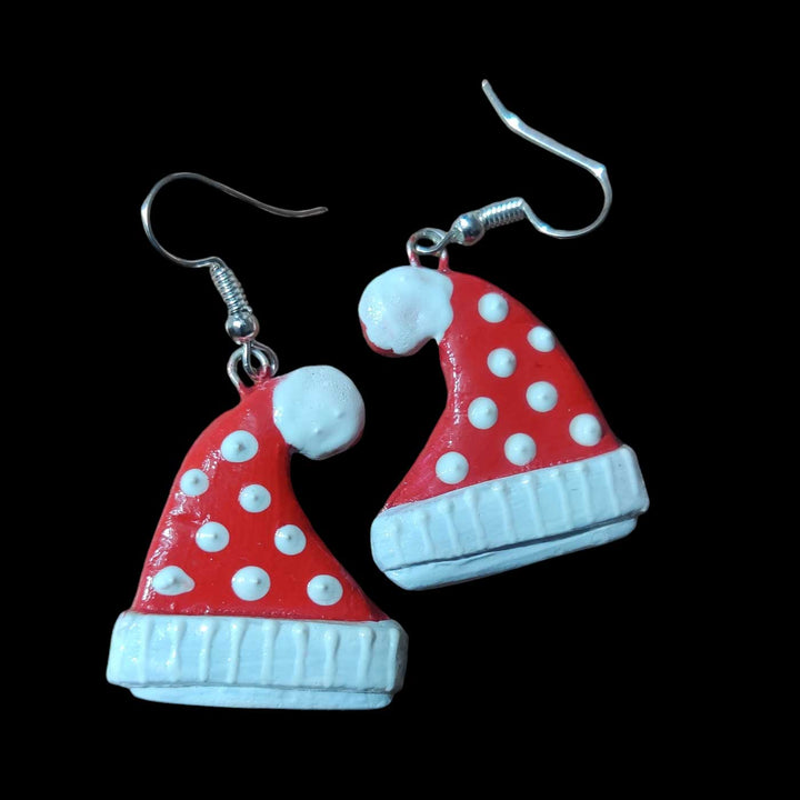 Handmade Santa Cap Clay Earrings | Secret Santa Gift Ideas