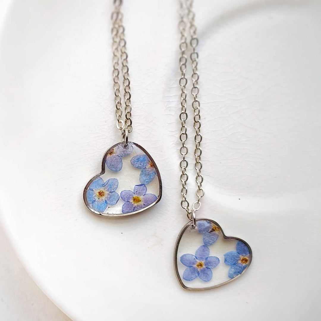 Kiss In Paris Blue Preserved Flower Stainless Steel Necklace