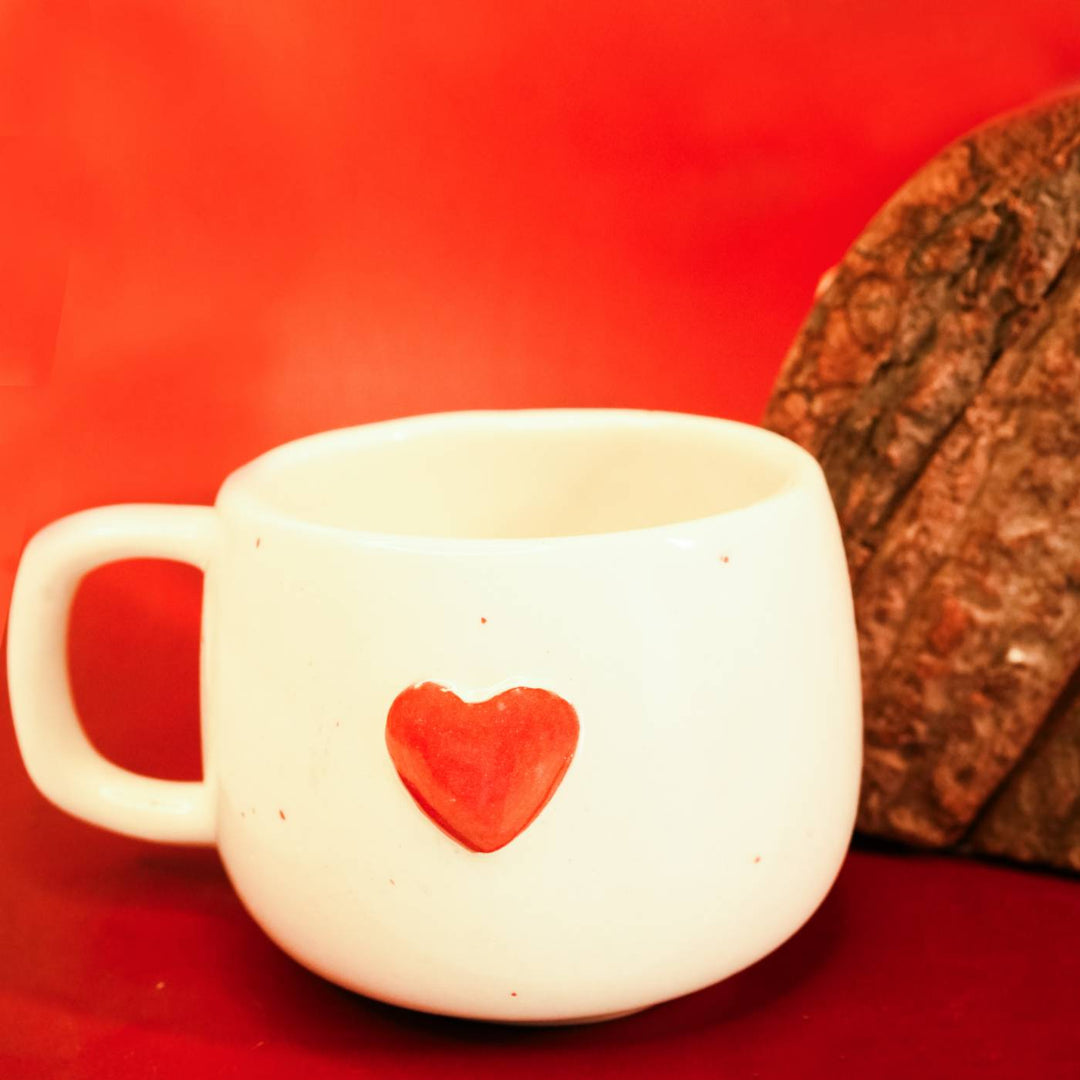 Handmade Love Theme White Ceramic Mug