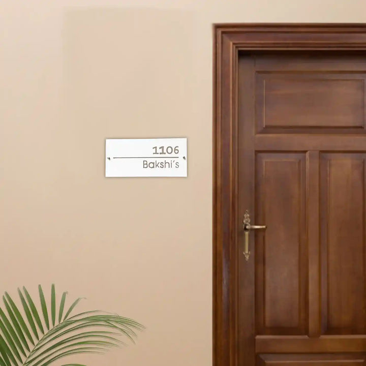 Personalized Laser Cut White Minimal Design Metal Name Plate