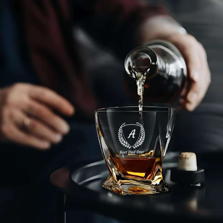 Personalized Engraved Best Dad Ever Theme Whiskey Glass | 310 ml