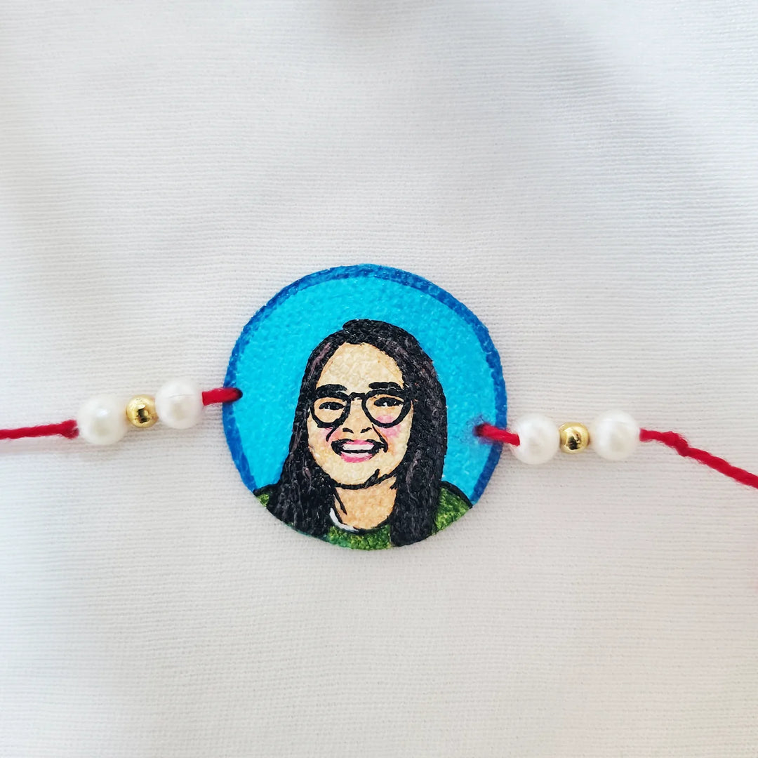 Photo Personalized Hand-Painted Round Caricature Rakhi