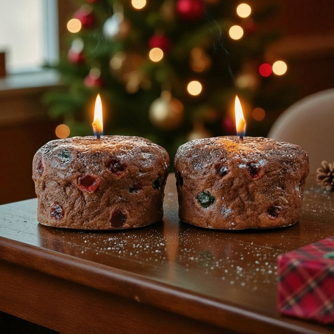 Handmade Realistic Plum Cake Soy Wax Candle For Christmas Decoration