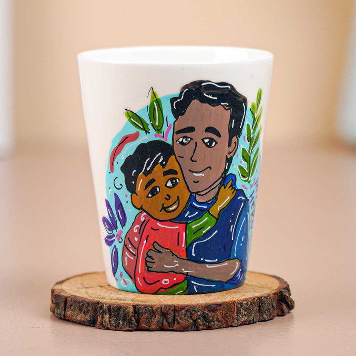 Personalized Hand-Painted Dad And Son Hugging Theme Ceramic Mug