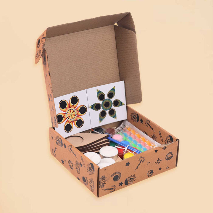 Pre Marked Rangoli Tea Light Holder MDF Wood DIY Kit