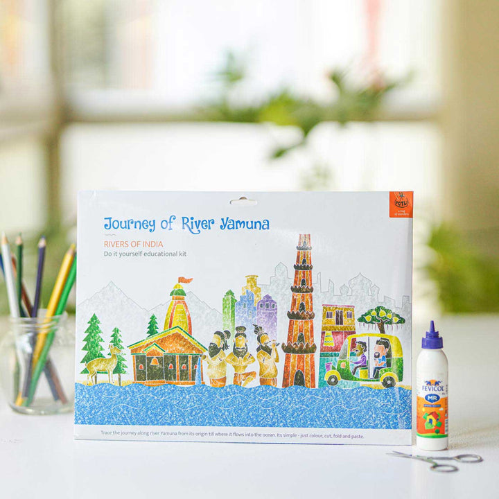 Yamuna Rivers of India DIY Kit | 11 Coloring Templates, 1 Map Of India And Instruction Sheet
