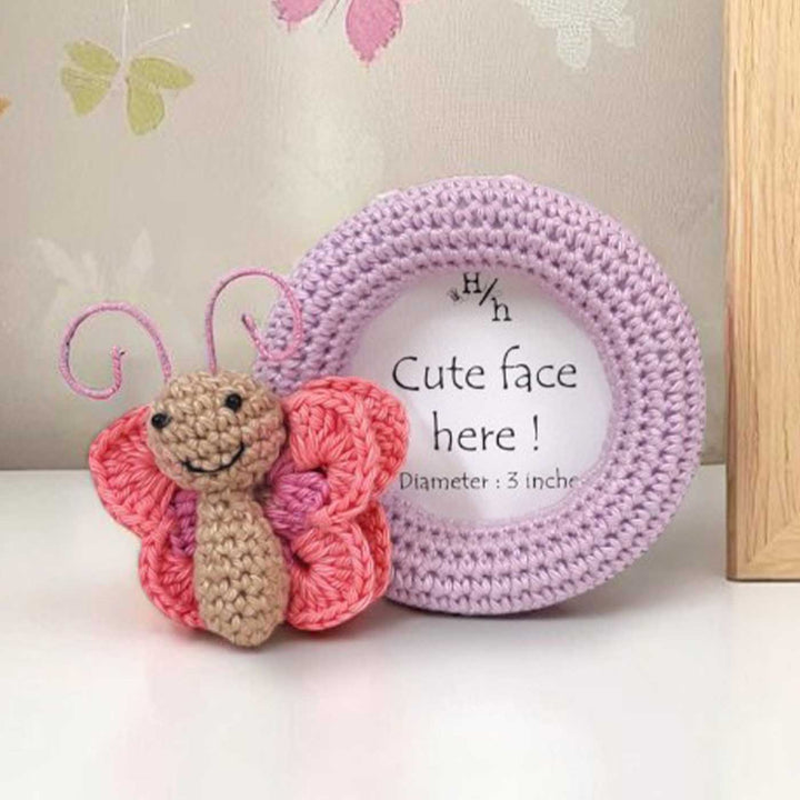 Handmade Crochet Butterfly Theme Photo Frame for Kids