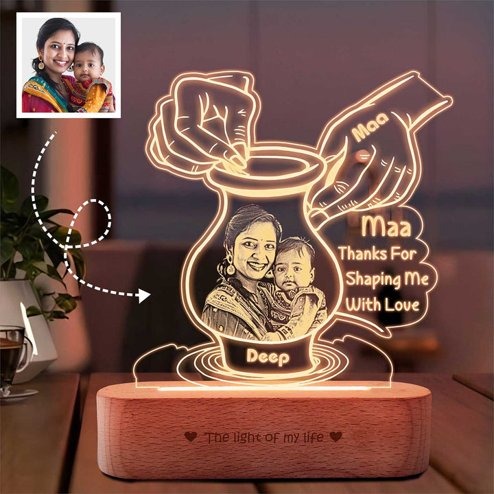 Photo Personalized Pottery Theme Acrylic Lamp For Mothers