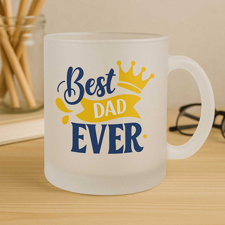 Printed Best Dad Ever Theme Glass Mug