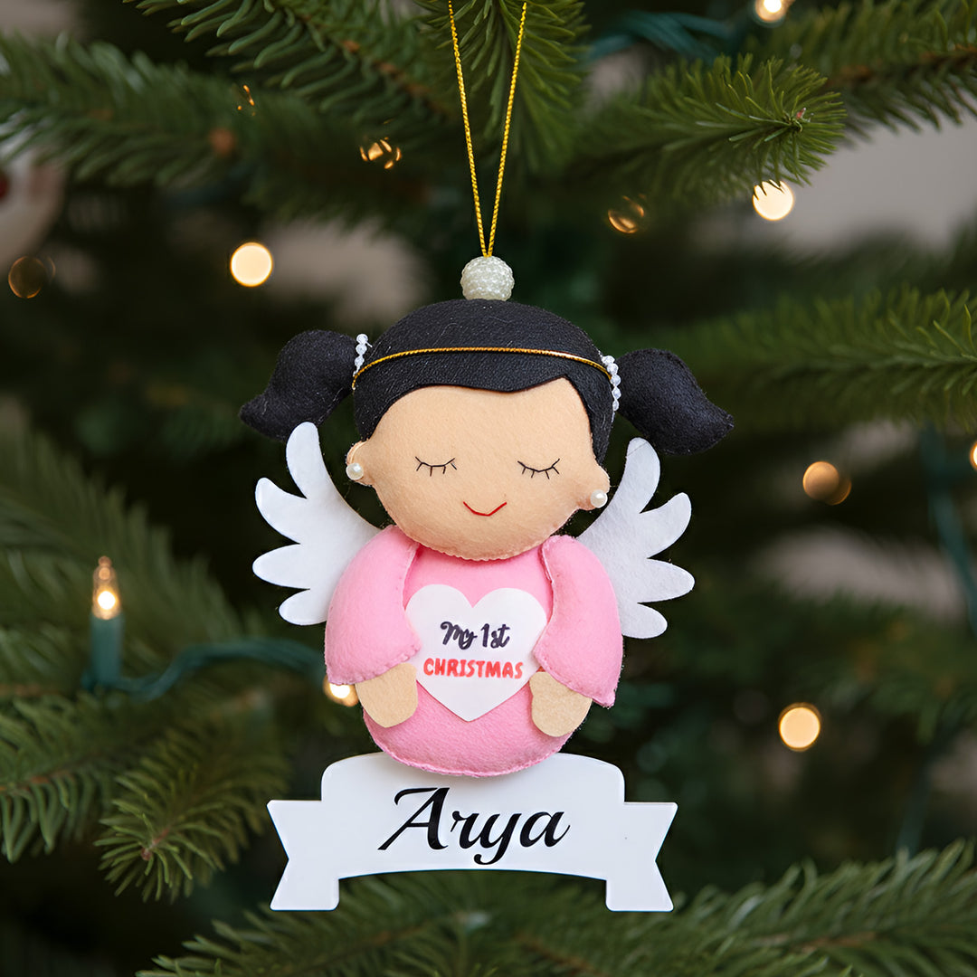Personalized Felt Baby Angel Ornament For Christmas Tree Decoration