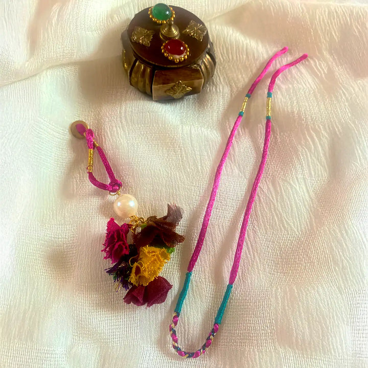 Handmade Ecofriendly Braided Multicolour Bhaiya Bhabhi Rakhi With Roli Chawal | Set Of 2