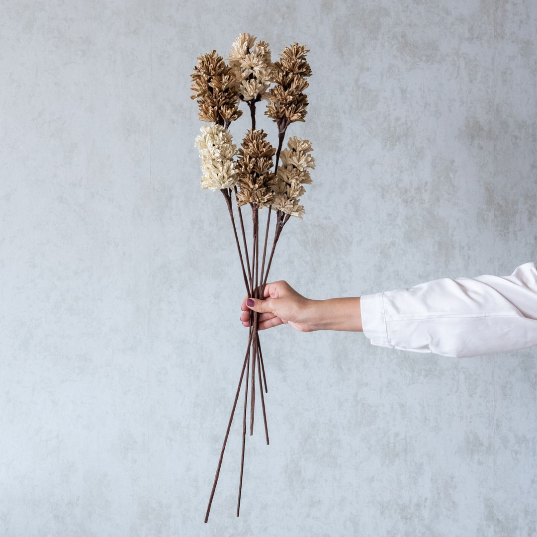 Handmade Beige And Brown Artichoke Dried Flower Bunch | Set Of 6