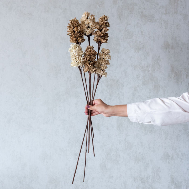 Handmade Beige And Brown Artichoke Dried Flower Bunch | Set Of 6