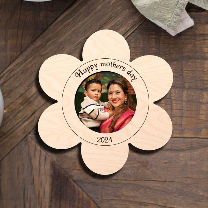 Photo Personalized Printed Flower Shaped Wooden Fridge Magnet For Mothers