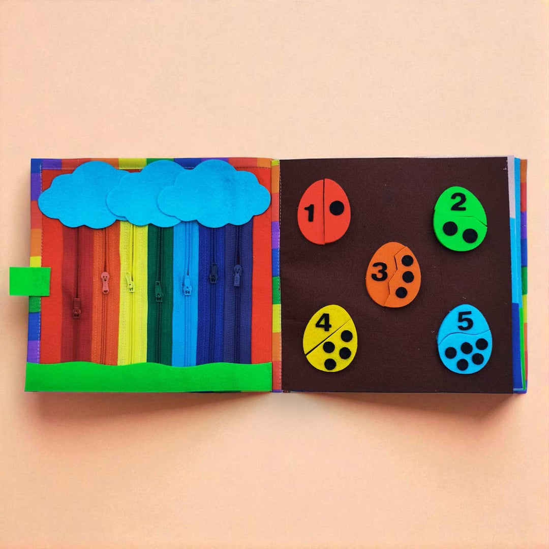 Handmade Animals Activity Book Felt Kids Rakhi And Toy Combo - Open Book with Zipper Activity