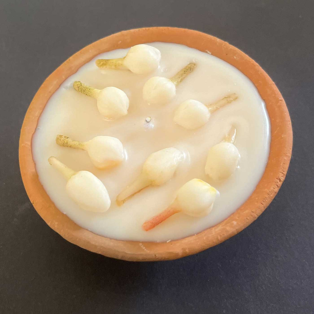 Handmade Jasmine Terracotta Urli Soy Wax Candle