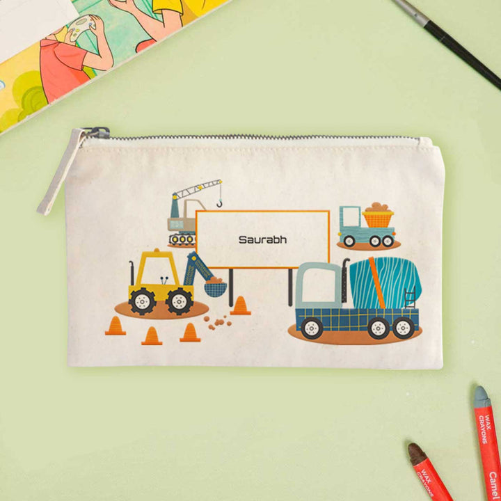 Personalized Let'S Build Theme Cotton Pencil Pouch