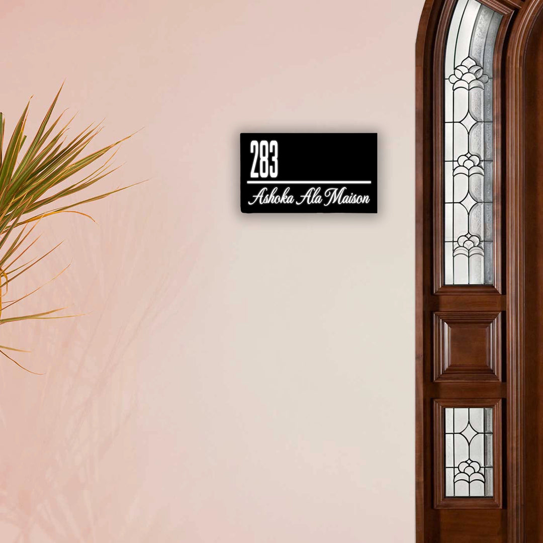 Personalized Classic Black And White LED Acrylic Name Plate