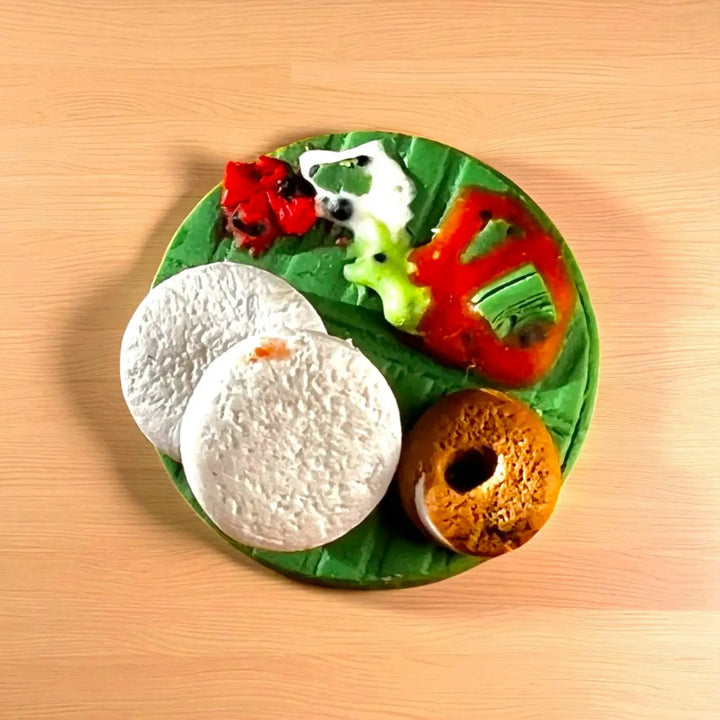 Handmade Polymer Clay Miniature Idli Vada Design Fridge Magnet
