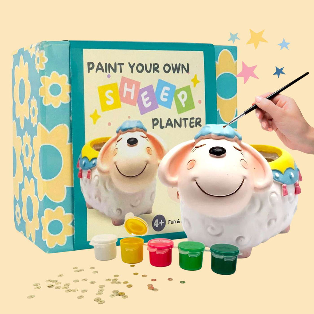Paint Your Own Sheep Theme Ceramic Planter DIY Kit