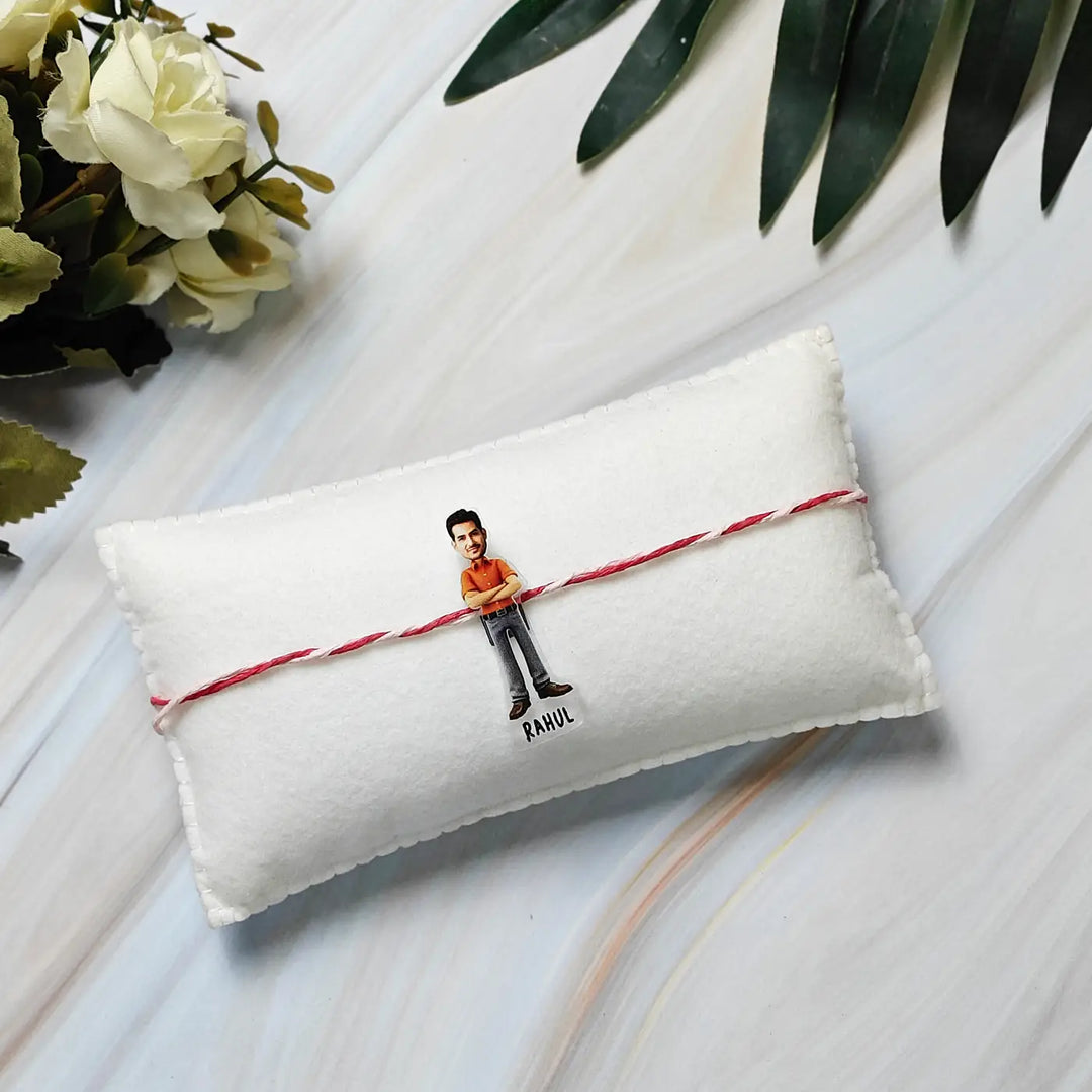 Photo Personalized Reusable Caricature Super Bhaiya Acrylic Rakhi