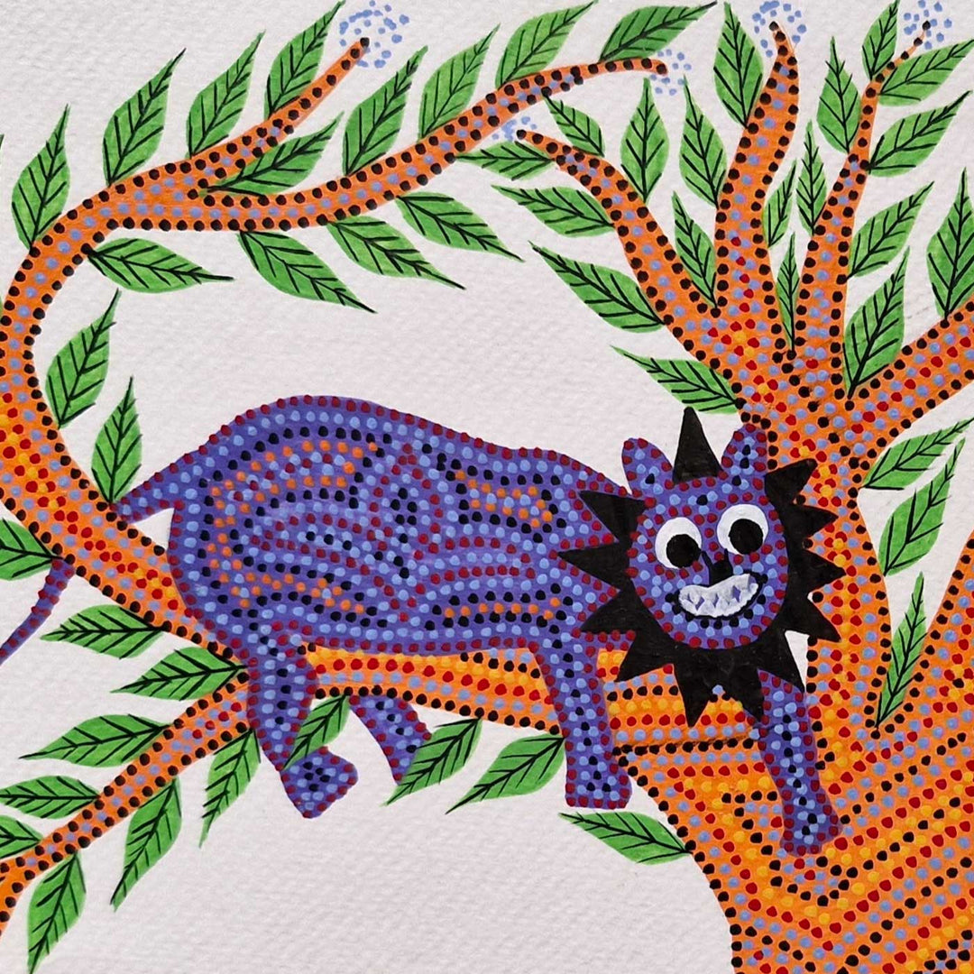11 x 15 Inch | Shade Of The King’s Tree | Original Hand Painted Bhill Painting | Acrylic Paints On Paper