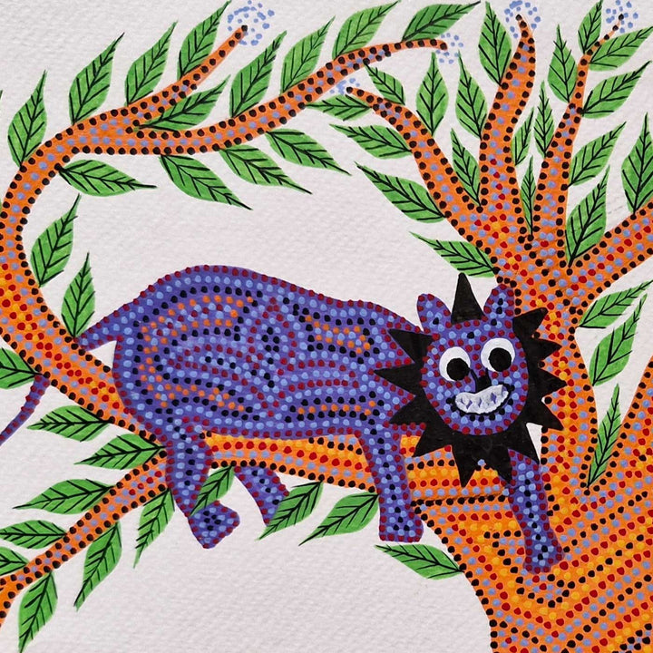 11 x 15 Inch | Shade Of The King’s Tree | Original Hand Painted Bhill Painting | Acrylic Paints On Paper