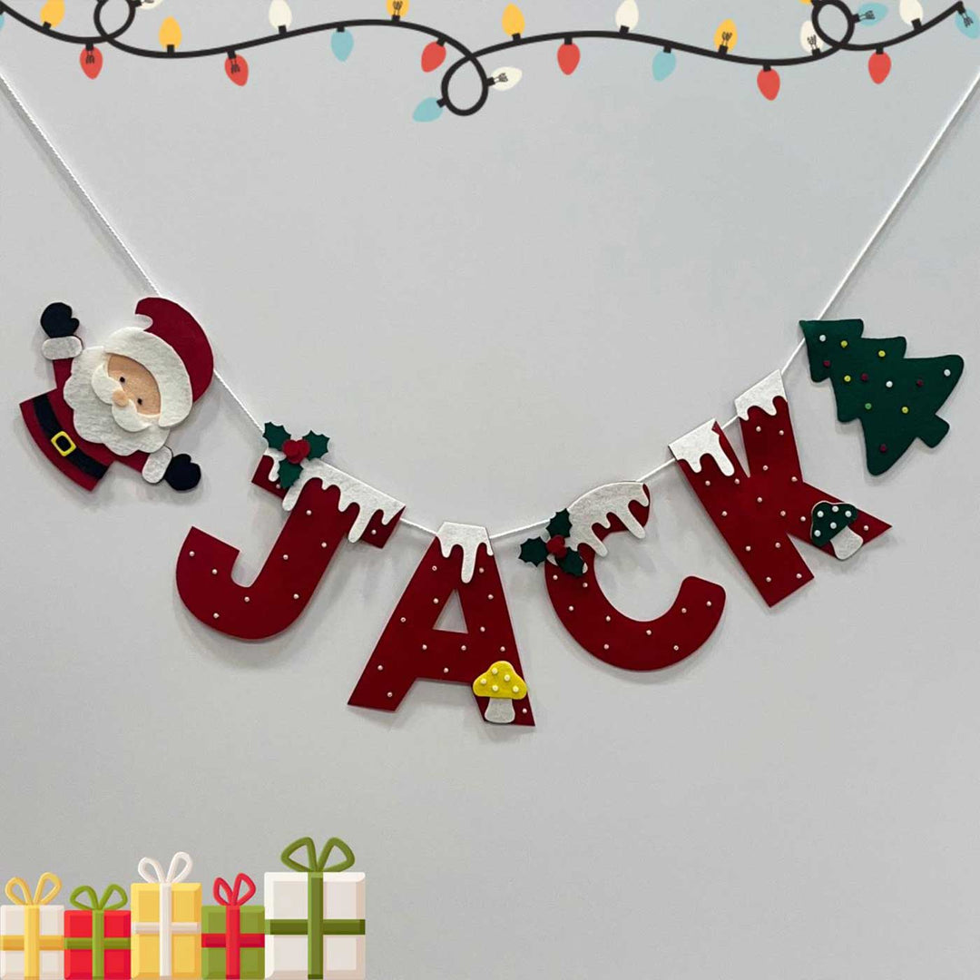 Personalized Handmade Santa's Tree Festival Bunting