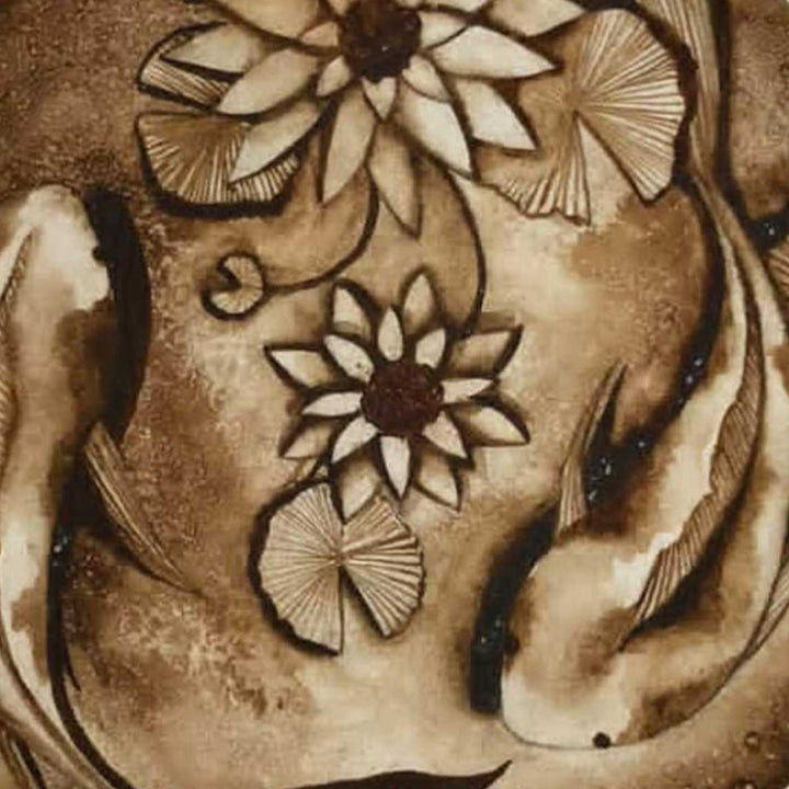 7.8 x 7.8 Inch | Handmade Paper Circle Serene Coffee Painting