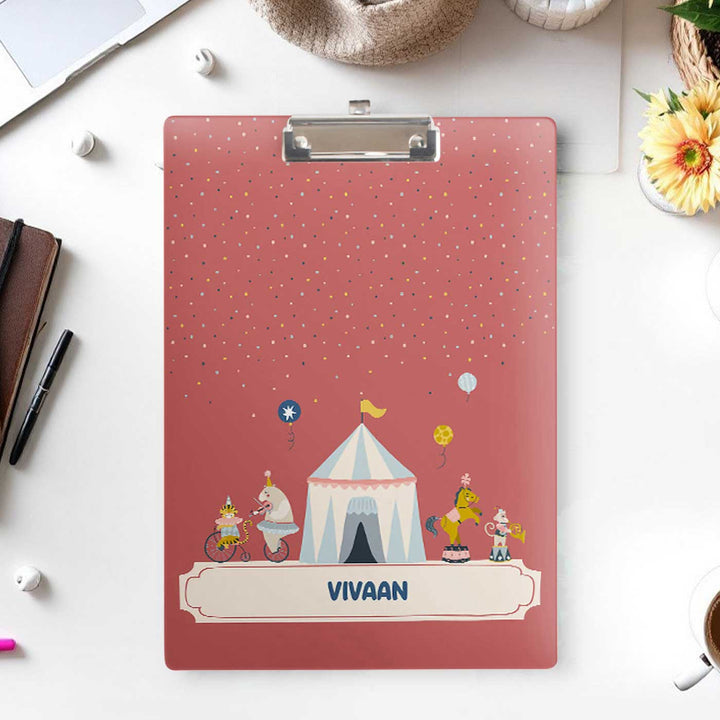 Personalized Animal Circus Theme Acrylic Clipboard