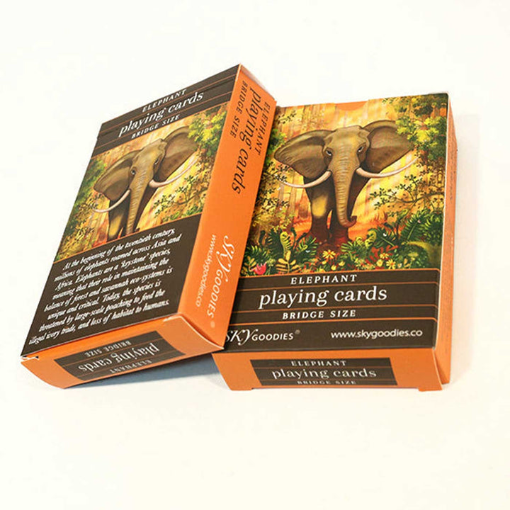 Handmade Printed Elephant Design Bridge Size Playing Cards