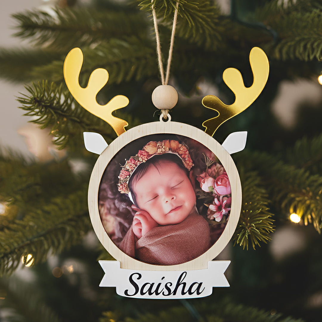 Photo Personalized Reindeer Ornament For Christmas Tree Decoration