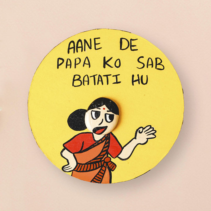 Handcrafted MDF & Clay Aunty Fridge Magnet