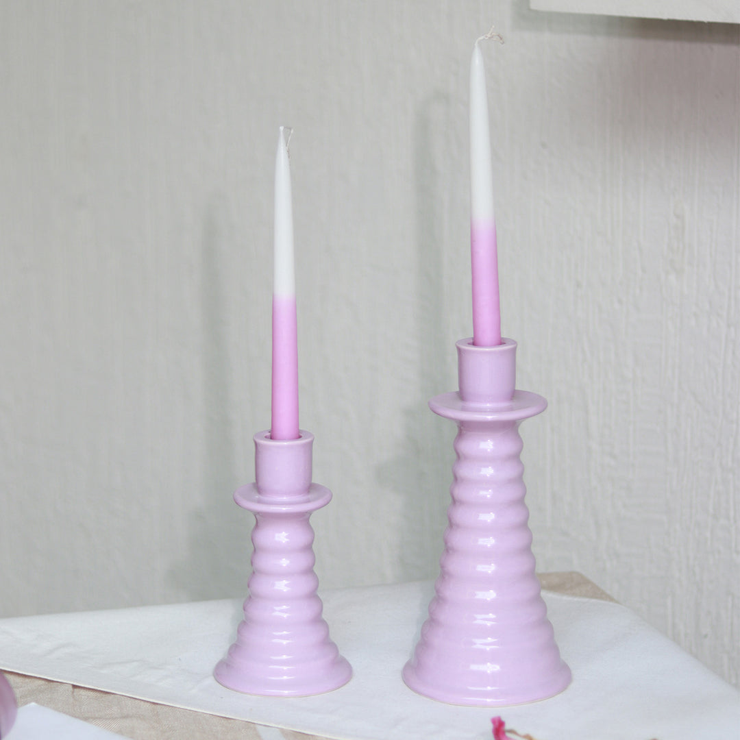 Handmade Beige Coil Shaped Ceramic Candle Holder