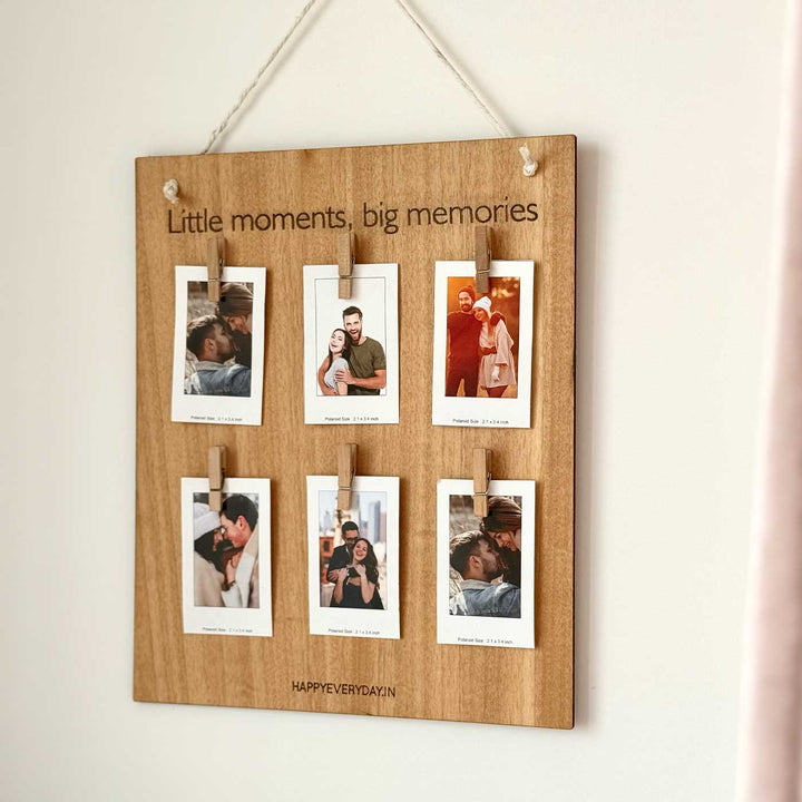 Photo Personalized "Little Moments, Big Memories" Wooden Wall Hanging With Polaroids